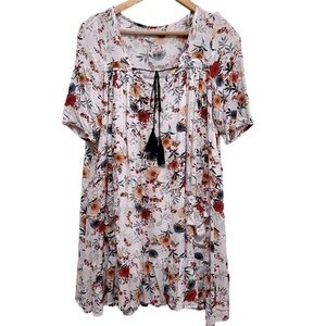 Altar’d State Floral Boho Baby Doll Lined Mini Dress With Pockets Size S